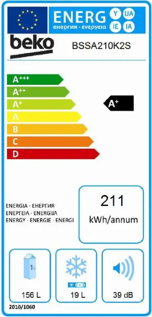 Energielabel: Beko BSSA210K2S, 122er KG-Kombi, 210 ltr